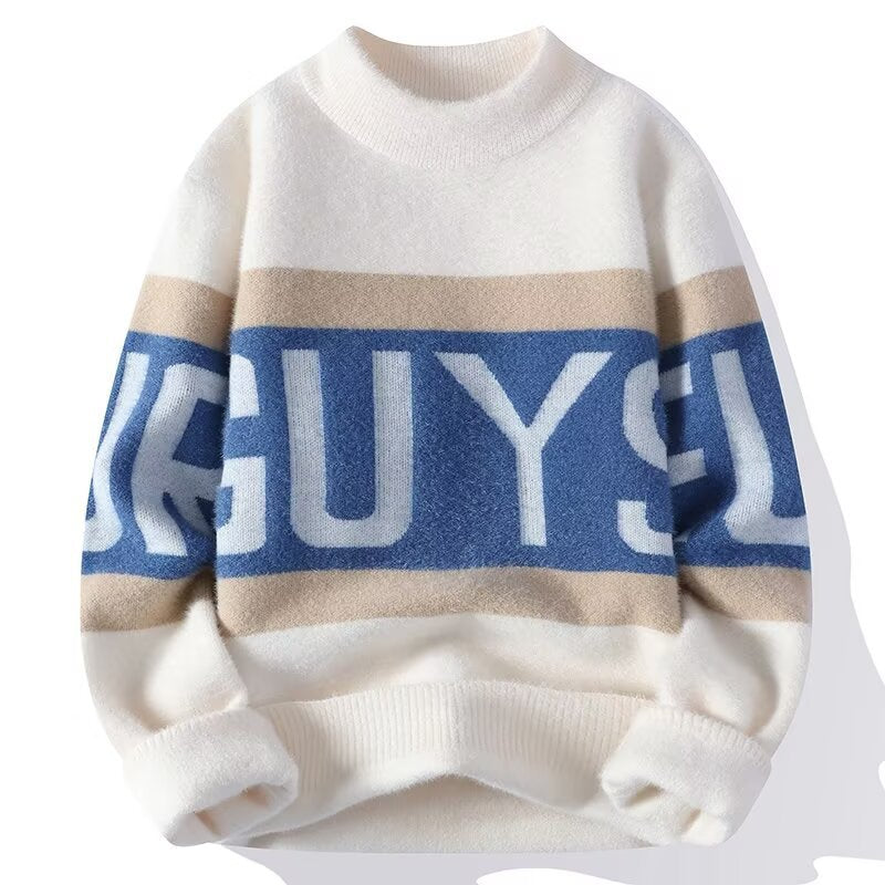 Damen Kuscheliger Grobstrickpullover mit auffälligem Schriftzug Shop Nory