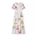 Damen Sommerkleid mit buntem Stickdesign und lockerem Schnitt