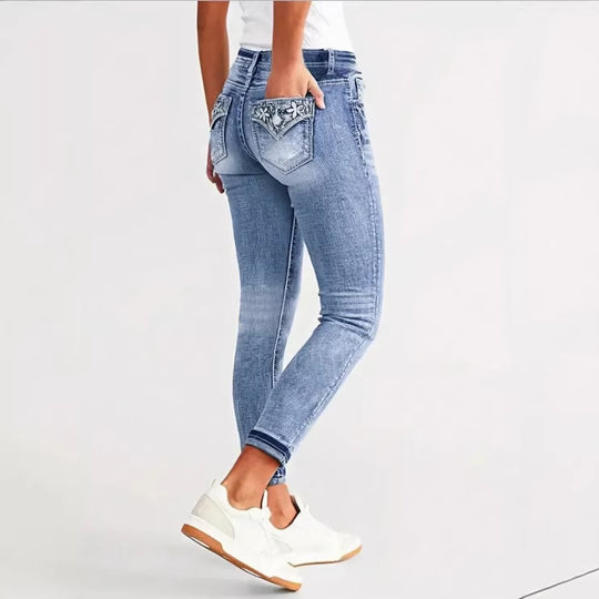 Damen Slim-Ankle-Jeans mit hohem Bund, sculptendem Stretch und dezenter Used‑Waschung Shop Nory