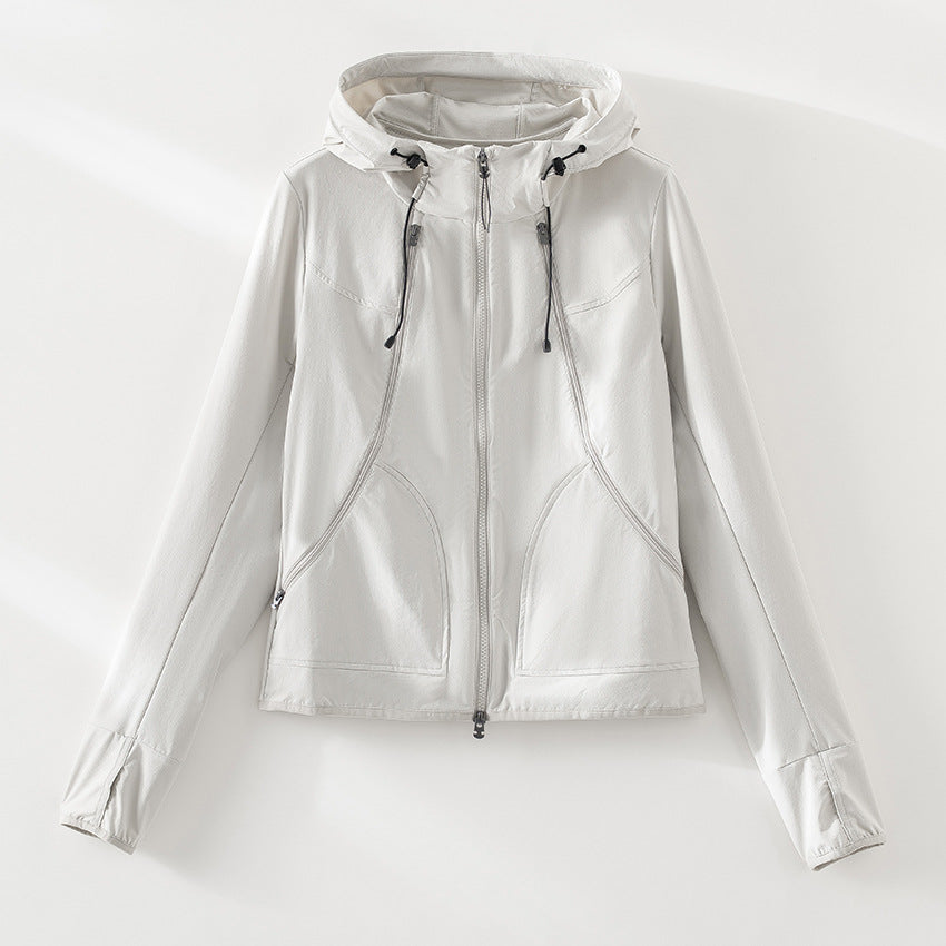 Damen Leichte Softshell-Outdoorjacke mit Kapuze und Zwei-Wege-Reißverschluss Shop Nory
