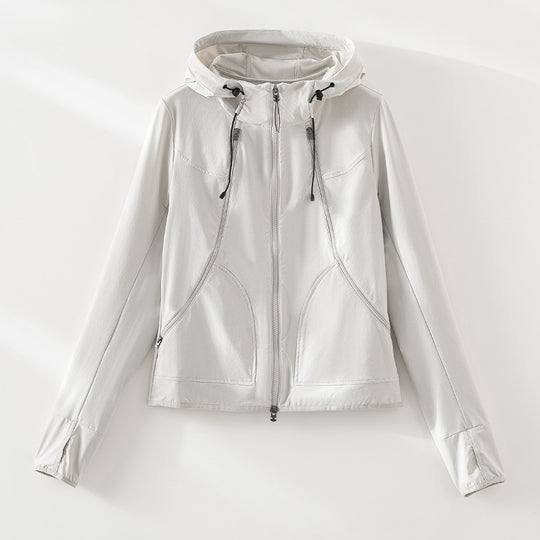 Damen Leichte Softshell-Outdoorjacke mit Kapuze und Zwei-Wege-Reißverschluss Shop Nory