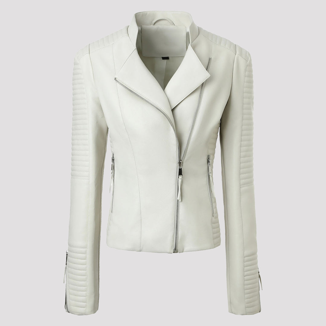 Damen Schmal geschnittene Bikerjacke mit gesteppter Ärmel- und Schulterpartie Shop Nory