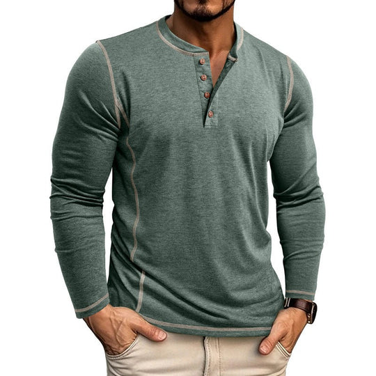 Herren Langarmshirt mit Knopfleiste