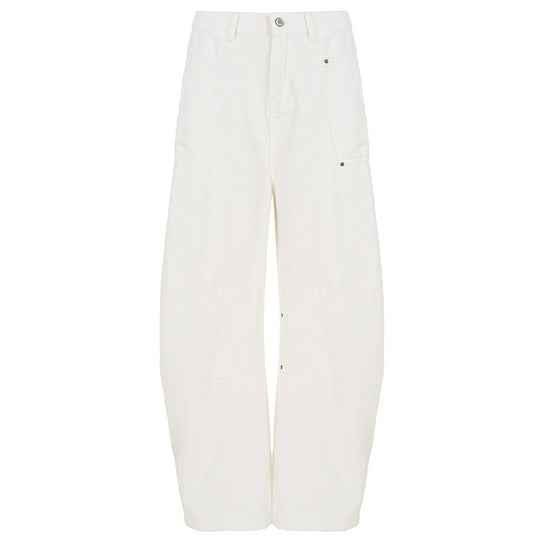 Damen nan weite Highwaist-Canvas-Hose im Carpenter‑Stil mit hohem Bund und aufgesetzten Taschen Shop Nory