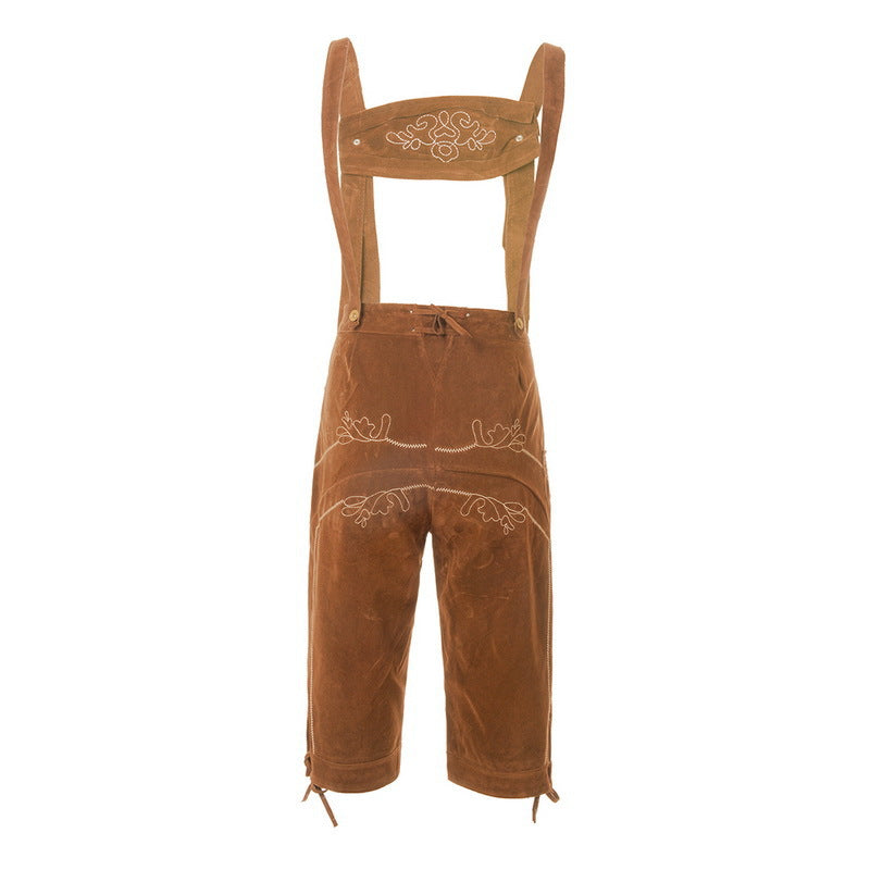 Herren nan traditionelle Wildleder Lederhose mit bestickten Trägern und Kniebund Shop Nory