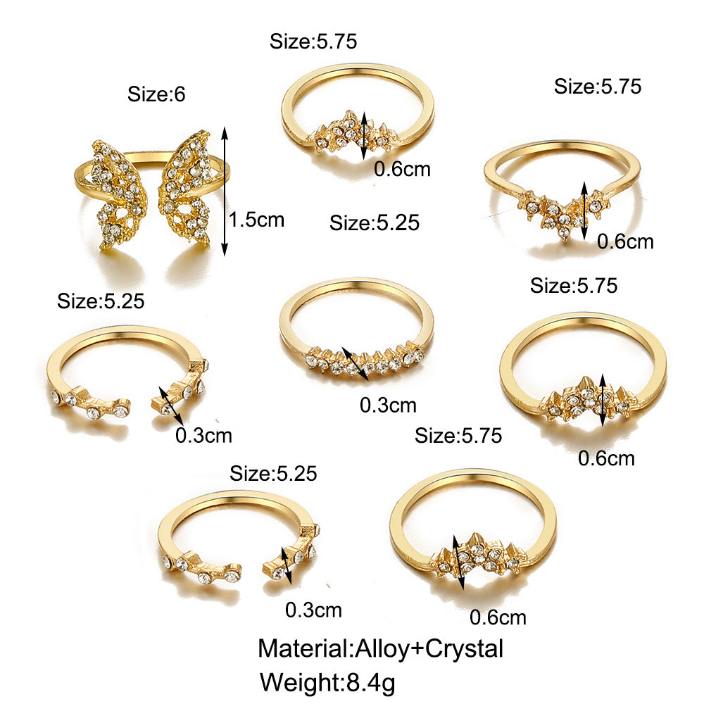 Damen Ring-Set mit funkelnden Kristallen und kunstvollen Designs Shop Nory