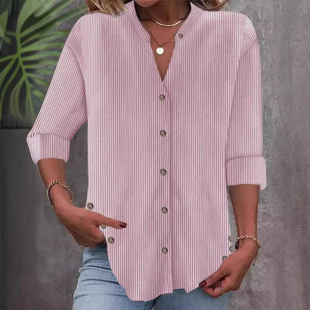 Damen Button-Down Blusenshirt mit eleganten Streifen