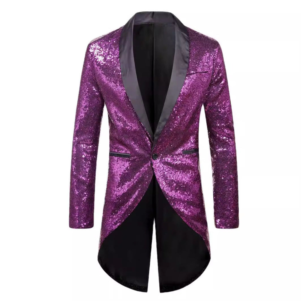 Herren Glitzernder Anzugblazer mit elegantem Schalkragen