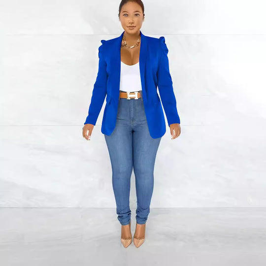 Damen taillierter Blazer mit strukturierten Schulterdetails und offenem Revers Shop Nory
