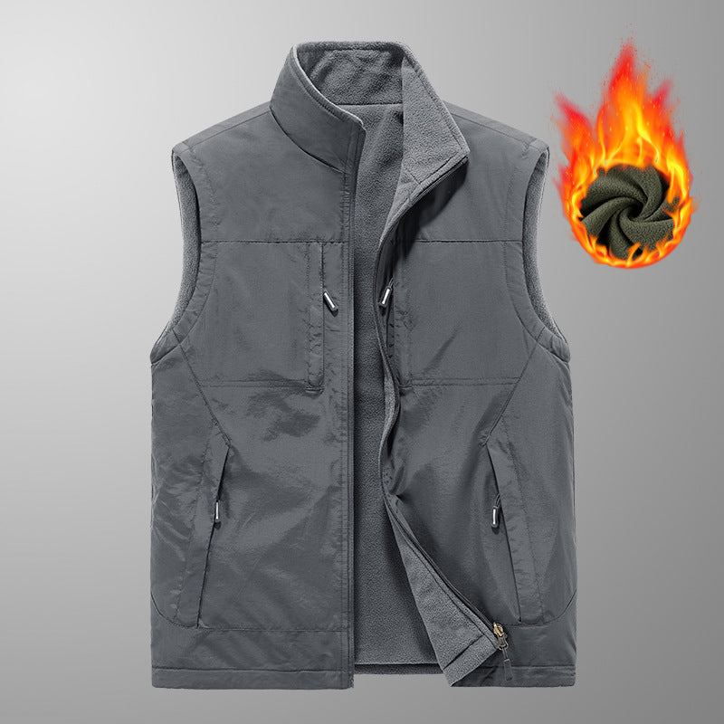 Herren wattierte Thermo-Fleece Weste mit wasserabweisender Nylon‑Shell und hohem Stehkragen Shop Nory