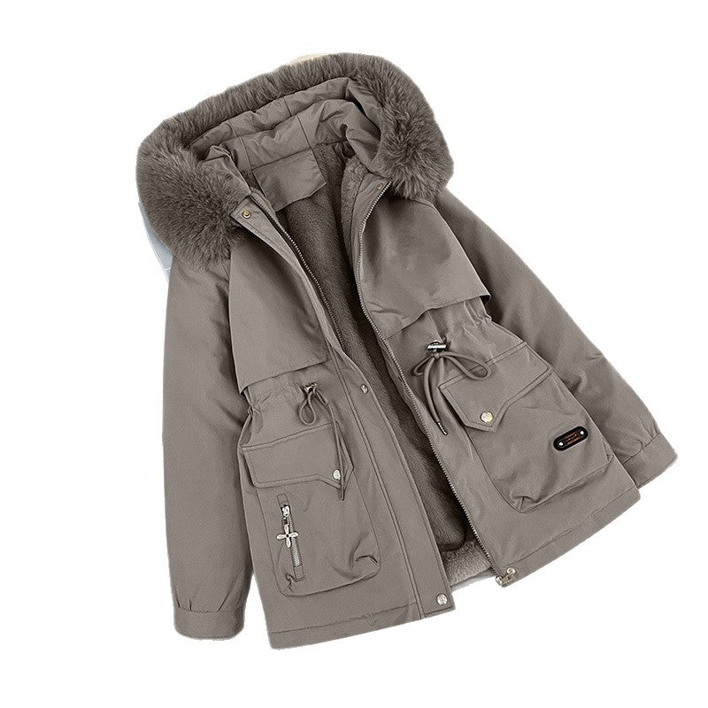 Damen nan wattierter Parka mit abnehmbarer Kunstfellkapuze, Teddyfutter und taillierbarem Kordelzug Shop Nory