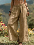 Damen Weit geschnittene Leinenhose