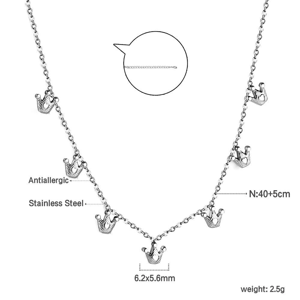 Damen Halskette mit königlichen Krönchen-Anhängern aus hochwertigem Edelstahl und elegantem Goldüberzug Shop Nory