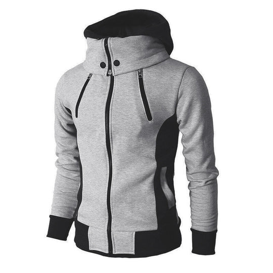 Herren taillierte Kapuzenjacke mit hohem Stehkragen, Doppelreißverschluss und kontrastbesetzten Seiteneinsätzen Shop Nory