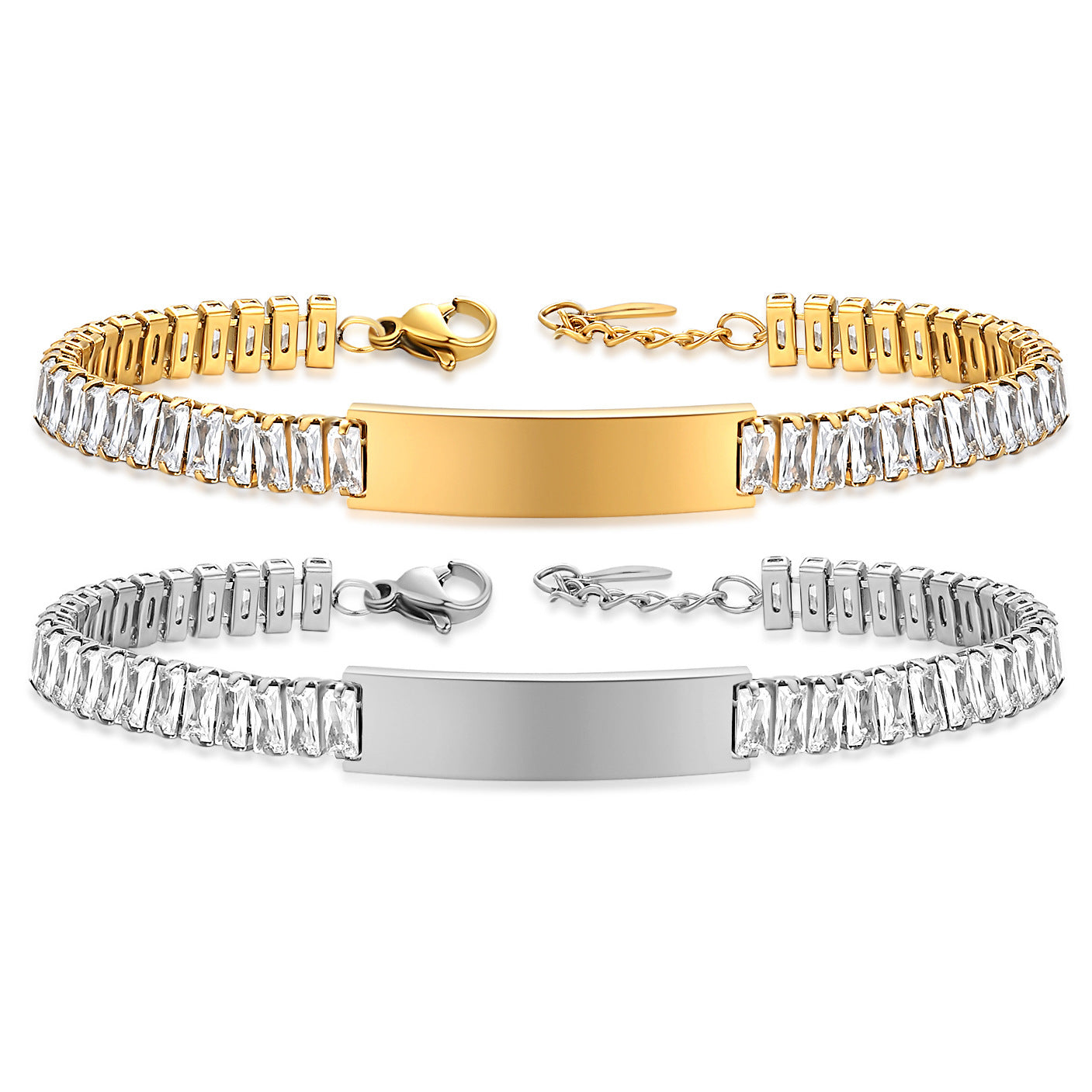 Damen Armband mit funkelnden Zirkonia und gravierbarem Anhänger Shop Nory
