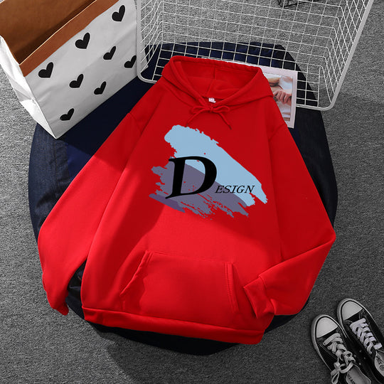 Unisex nan lässiger Kapuzenpullover mit großflächigem Pinsel-Logo, Kängurutasche und verstellbarer Kapuze Shop Nory
