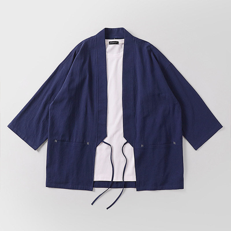 Unisex Kimono-Haori-Jacke mit Bindegürtel und dreiviertelärmeln Shop Nory