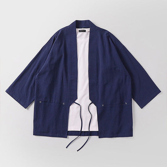 Unisex Kimono-Haori-Jacke mit Bindegürtel und dreiviertelärmeln Shop Nory