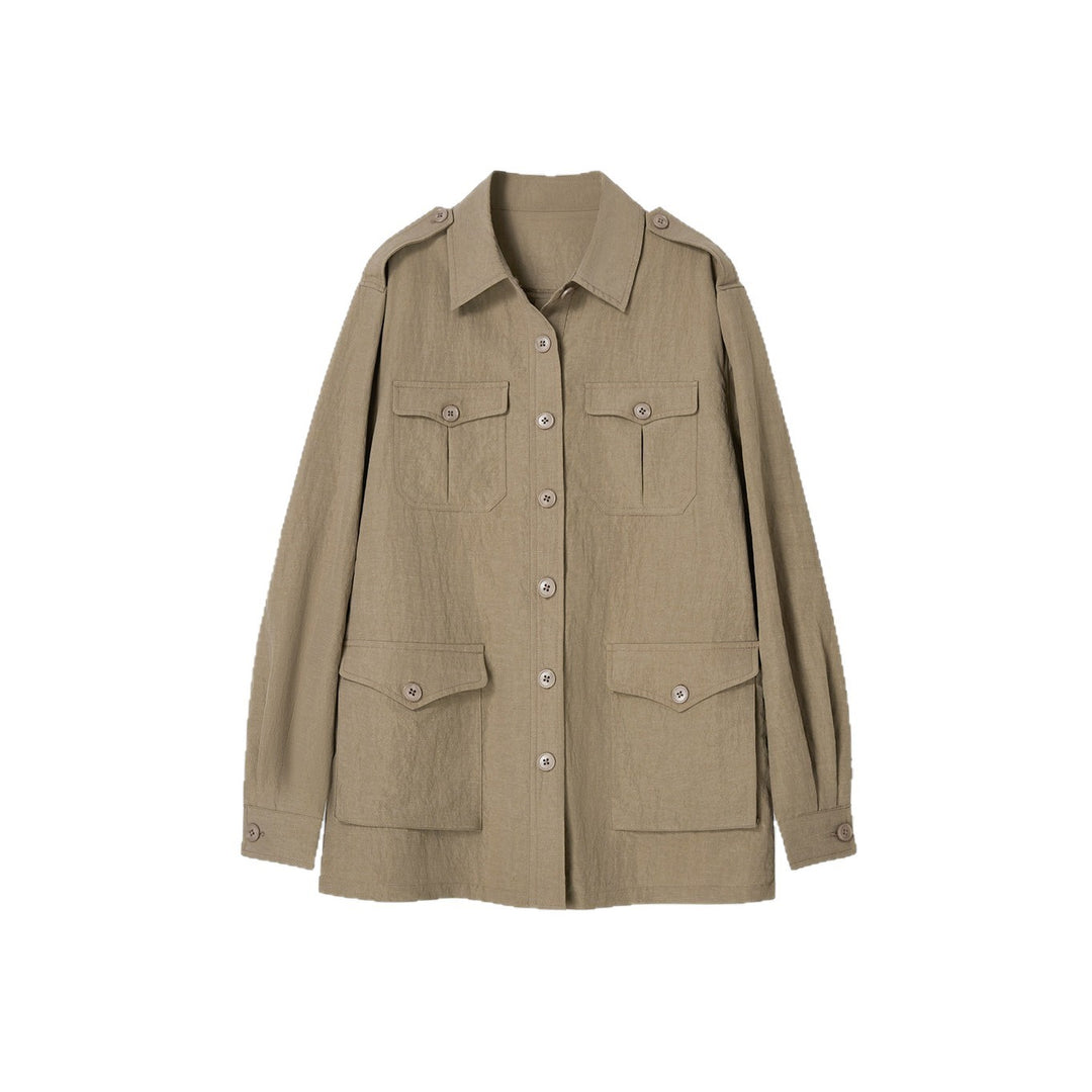 Damen Modische Utility-Jacke mit Taschen Shop Nory