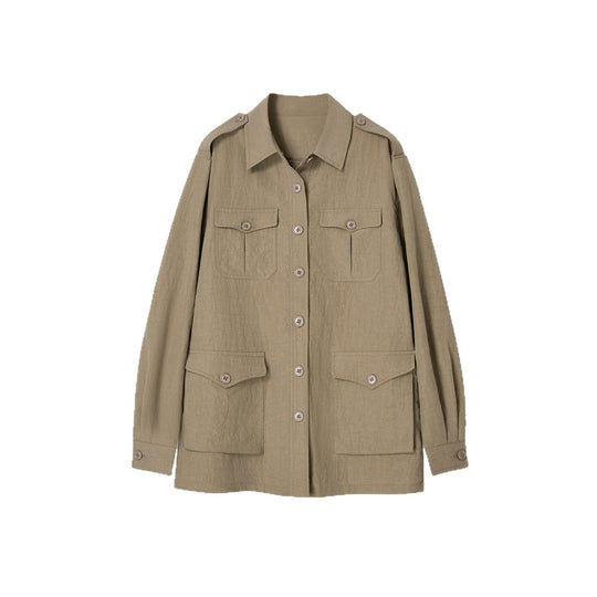Damen Modische Utility-Jacke mit Taschen Shop Nory