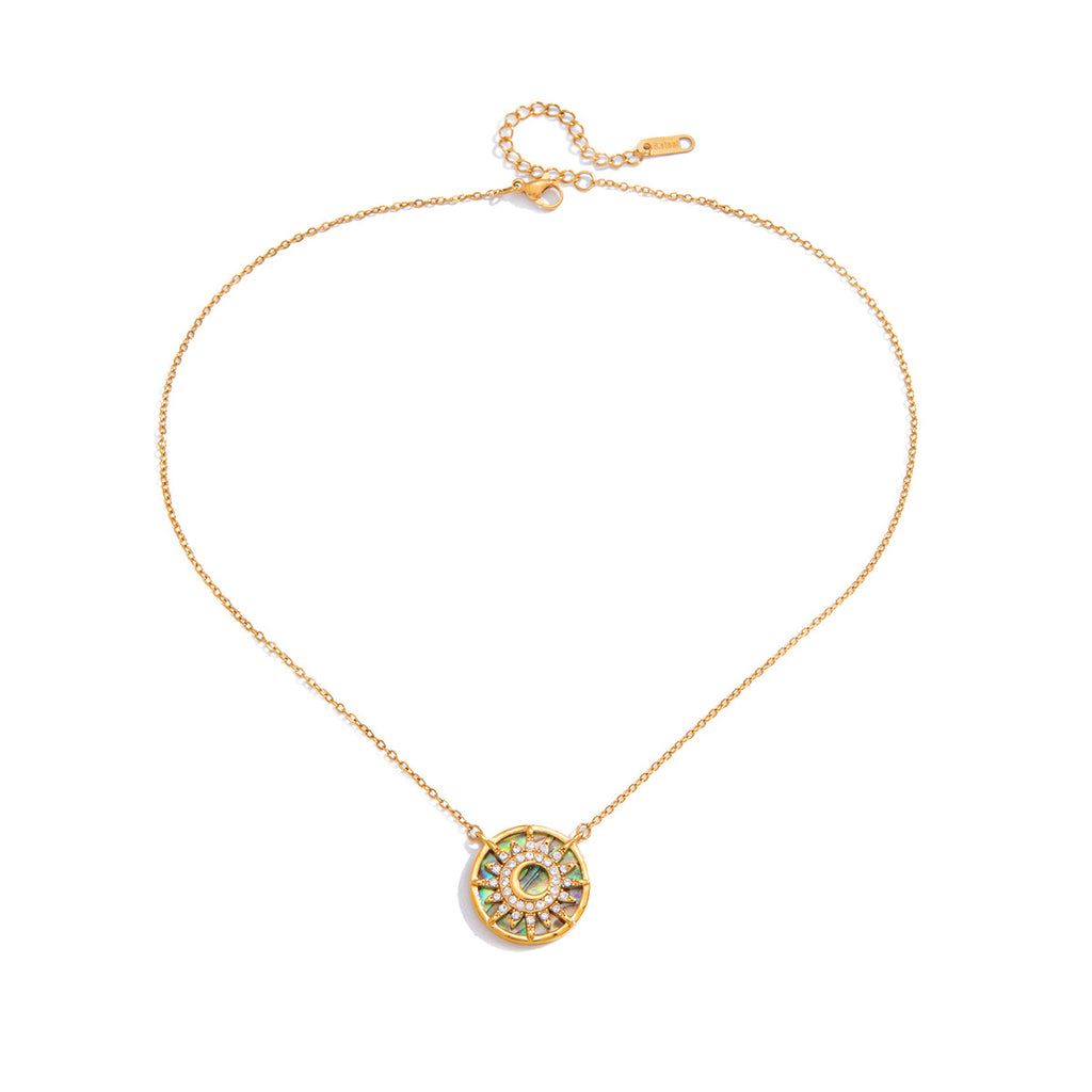 Damen Halskette mit verspiegeltem Sonnenanhänger und hypoallergener Edelstahlverarbeitung Shop Nory
