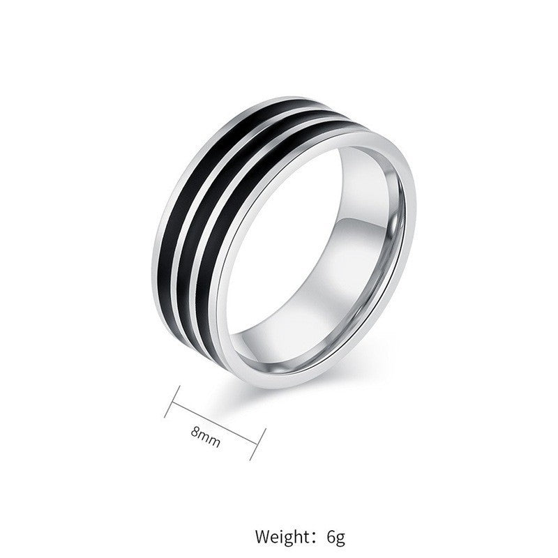 Herren Ring mit elegantem Edelstahl- und schwarzem Akzent-Shop Nory