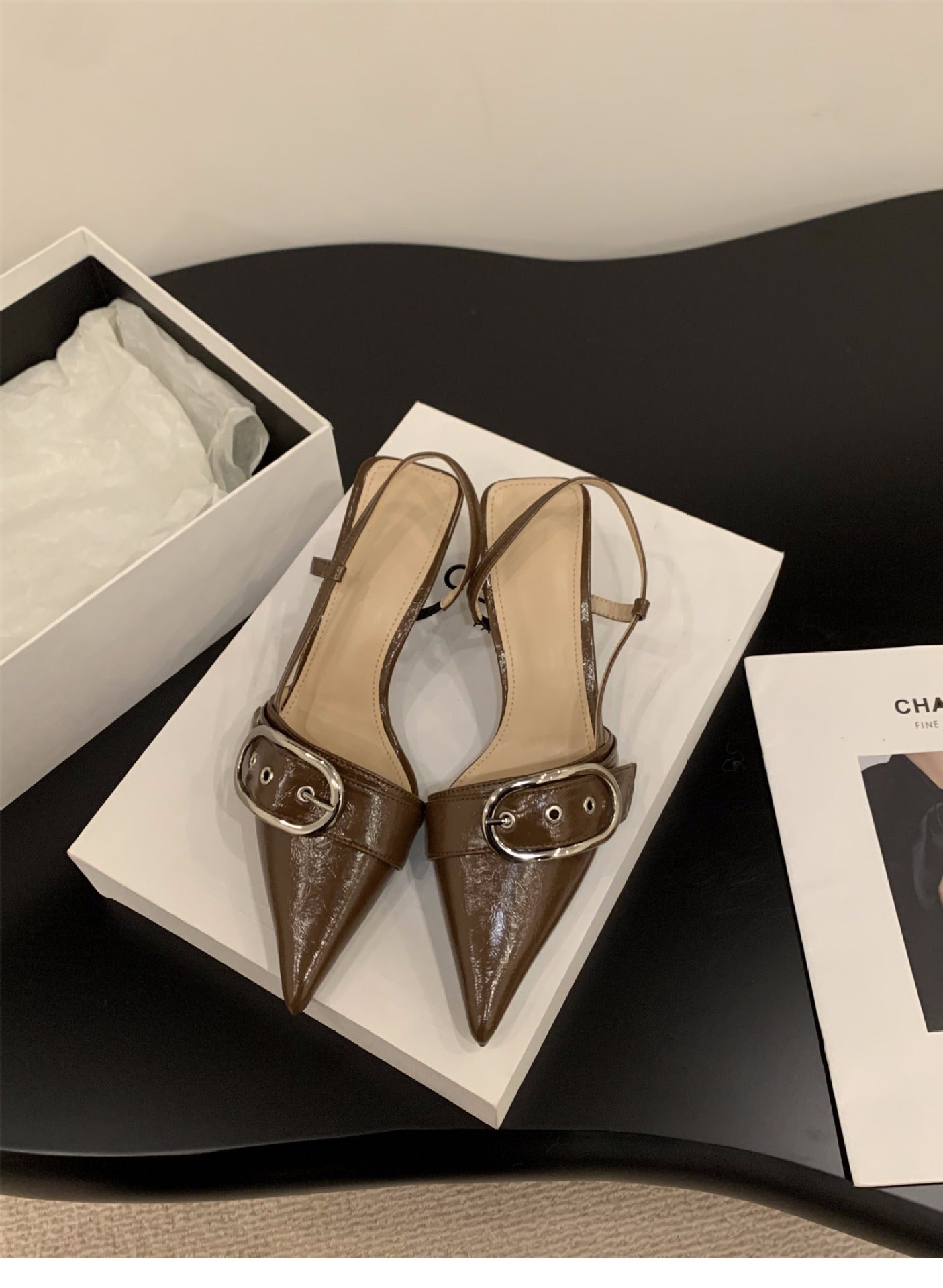 Damen Slingback-Pumps mit modischer Schnalle