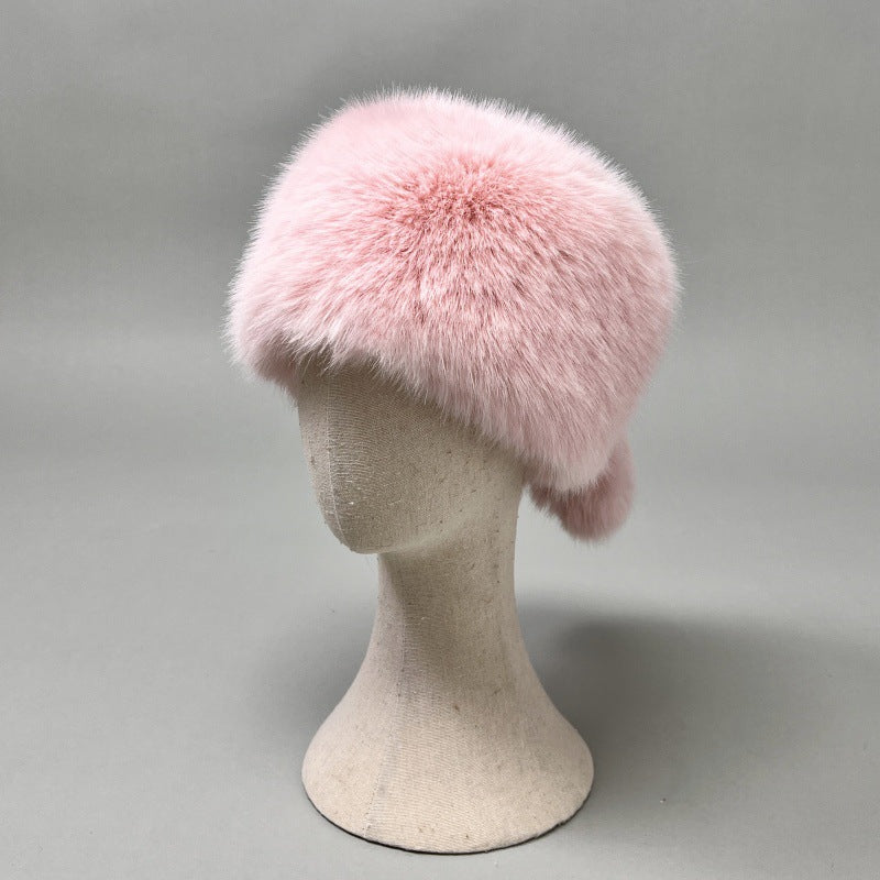 Damen Plüsch-Kunstpelz-Mütze im Trapperstil mit Ohrklappen und dekorativem Schwanz Shop Nory