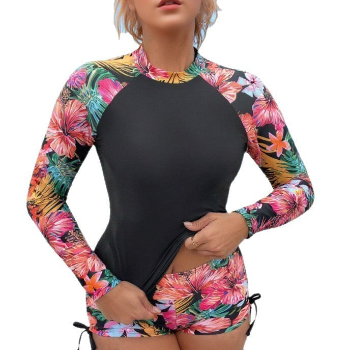 Damen Surfbekleidungsset mit langem Arm und floralem Design