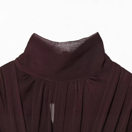 Damen Kurzgeschnittene Wickelbluse mit Stehkragen und voluminösen Ballonärmeln Shop Nory