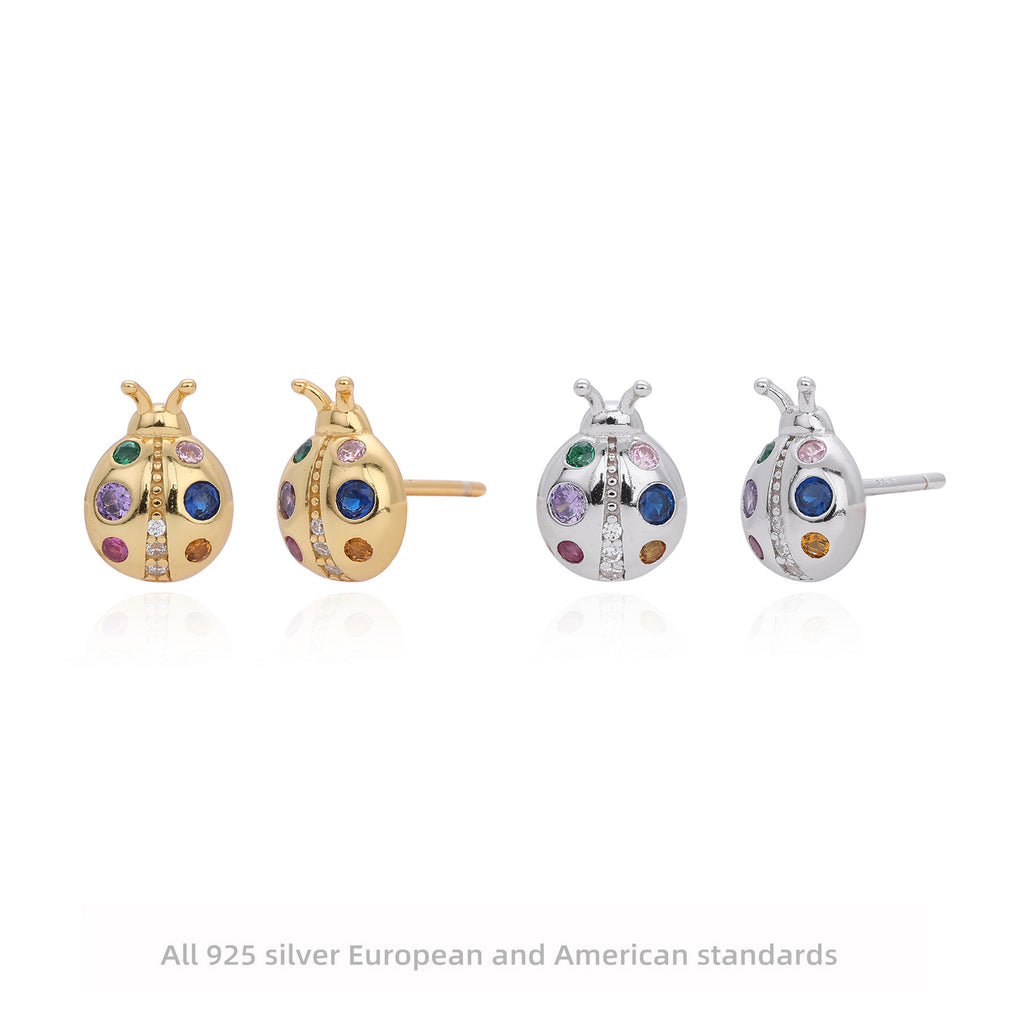 Damen Ohrstecker im kreativen Marienkäfer-Design aus hochwertigem 925 Sterling Silber Shop Nory