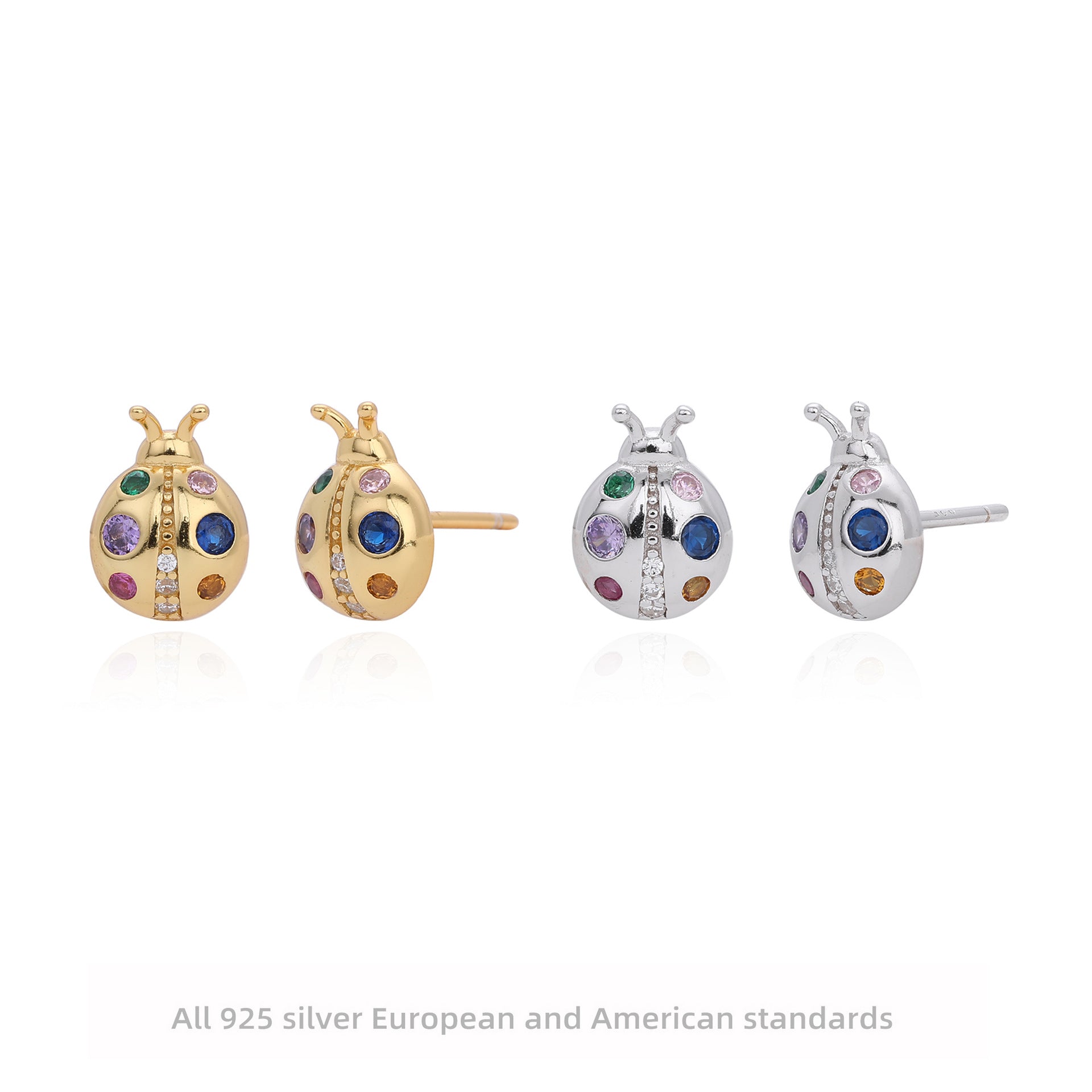 Damen Ohrstecker im kreativen Marienkäfer-Design aus hochwertigem 925 Sterling Silber Shop Nory