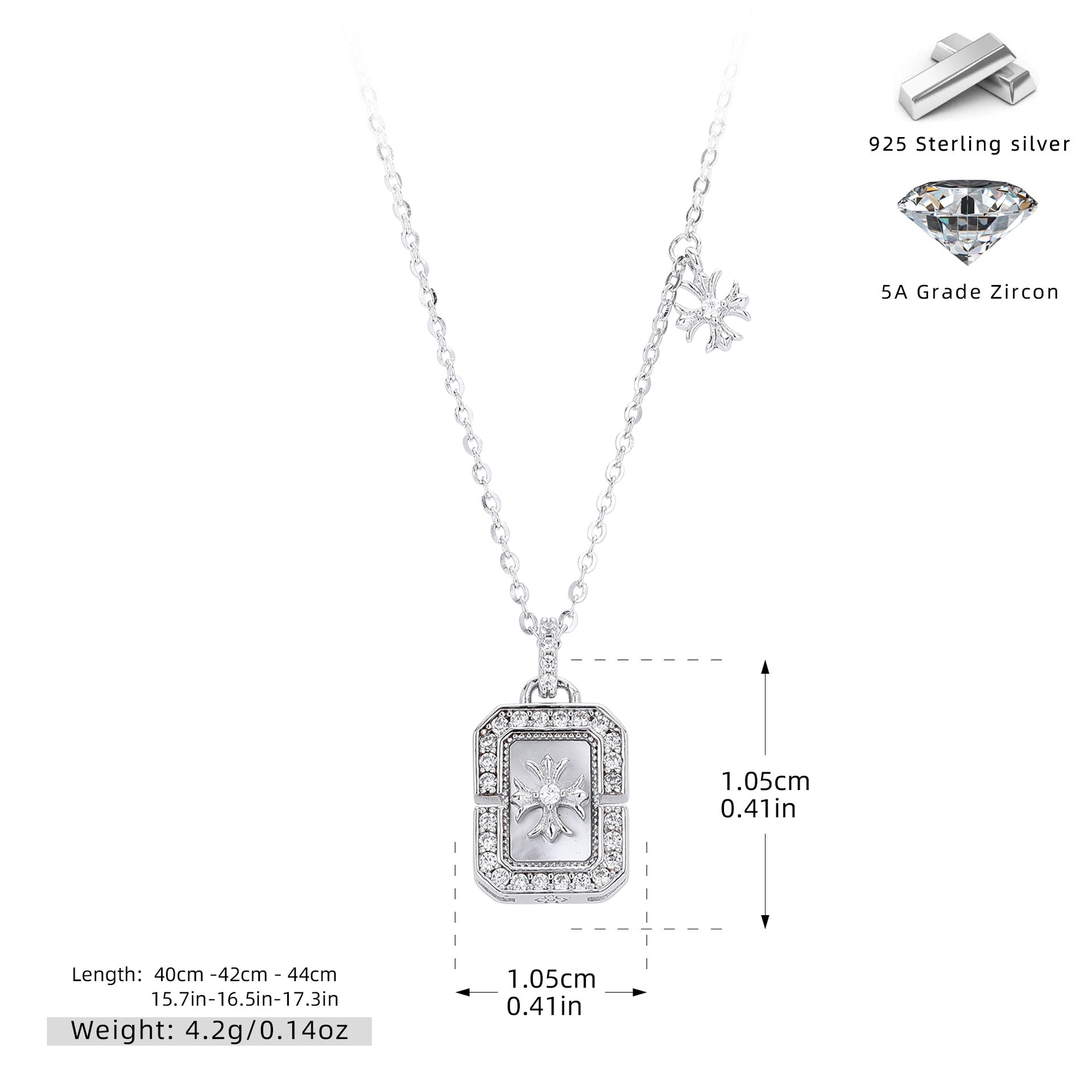 Damen Halskette mit exquisitem Anhänger aus 925 Sterling Silber und funkelndem Zirkon Shop Nory