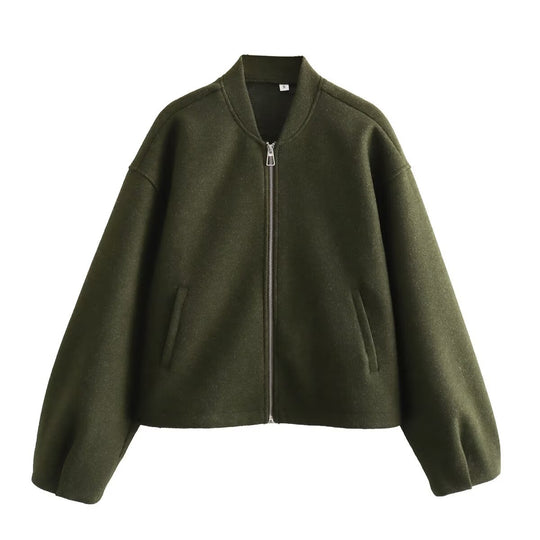 Damen Boxy Wollmix-Zipjacke mit kurzem Saum und Tunnelzug Shop Nory