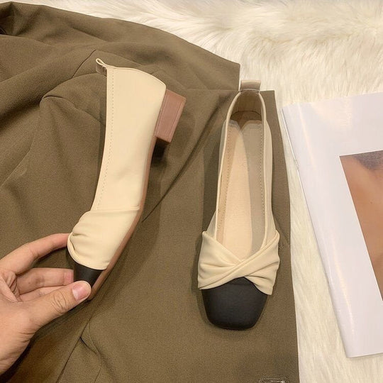 Damen Ballerinas mit modernem Knotendesign und kontrastierender Sohle Shopnory