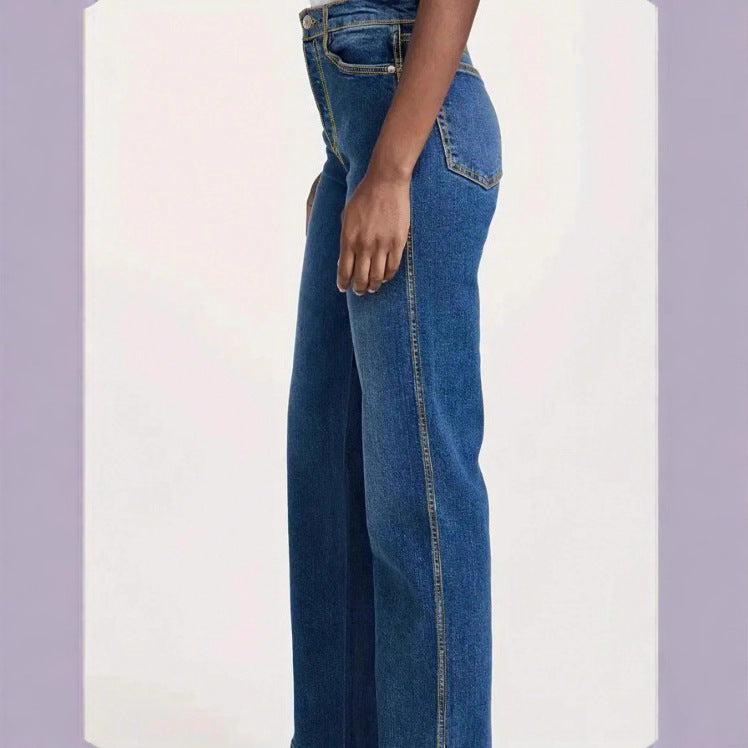 Damen Hochtaillierte Straight-Leg-Jeans mit leichtem Schlag und Five-Pocket-Design Shop Nory