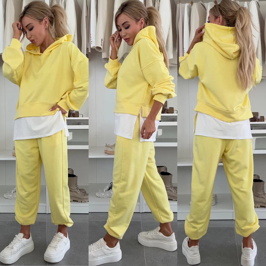 Damen Oversized Hoodie- und Jogging-Set aus Bio-Baumwolle mit Cropped-Sweat und elastischer Bündchenhose Shop Nory