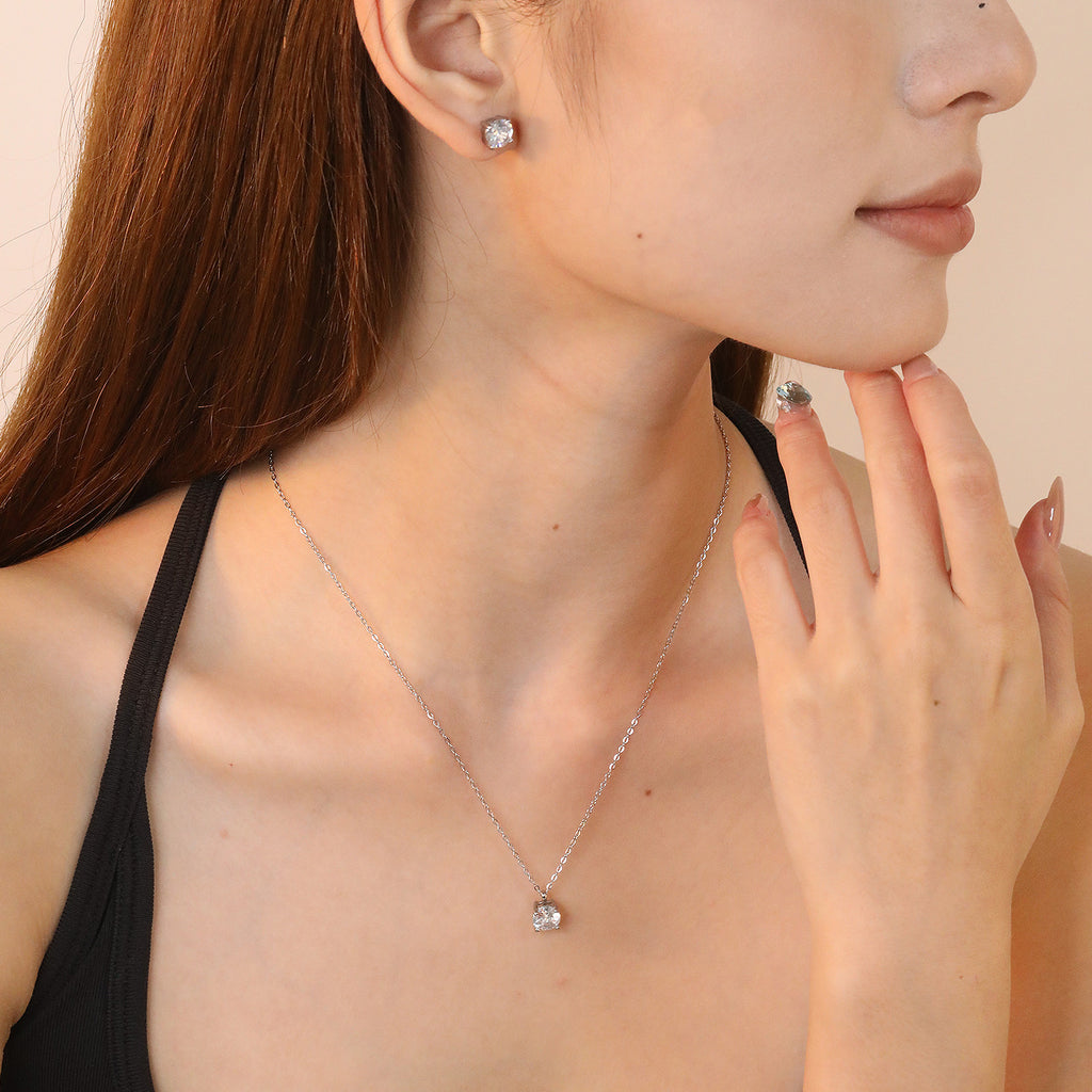 Damen Schmuckset mit funkelnden Zirkonia-Anhängern und eleganter Gliederkette Shop Nory