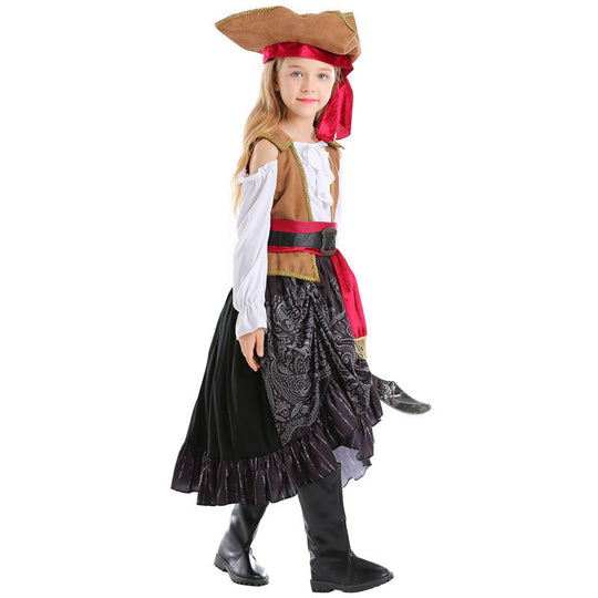 Mädchen Piratenkostüm mit authentischen Accessoires und schwingendem Rock Shop Nory