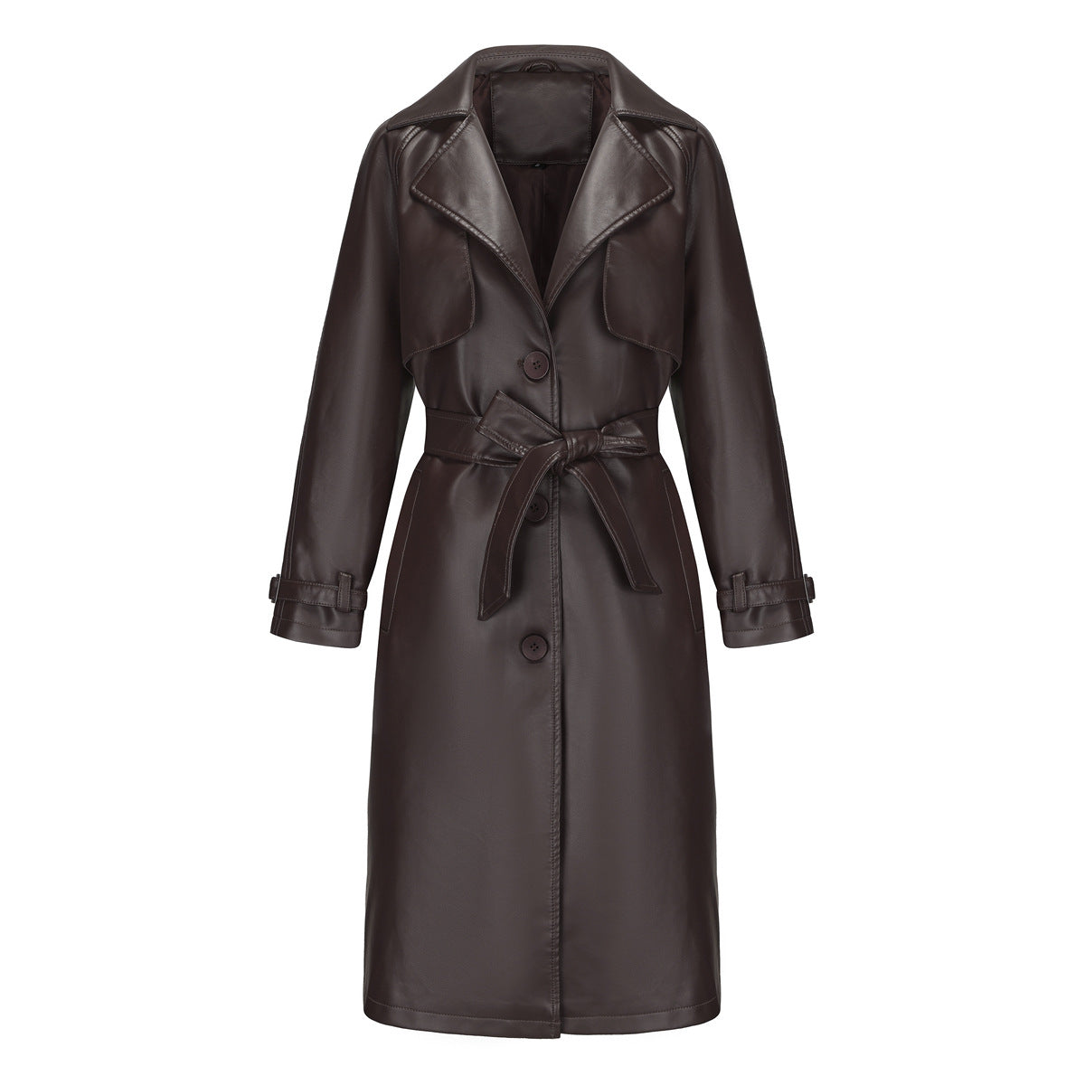 Damen modischer Trenchcoat aus hochwertigem Kunstleder