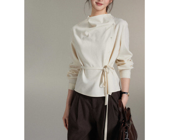 Damen Modische Bluse mit Wickel-Ausschnitt Shop Nory