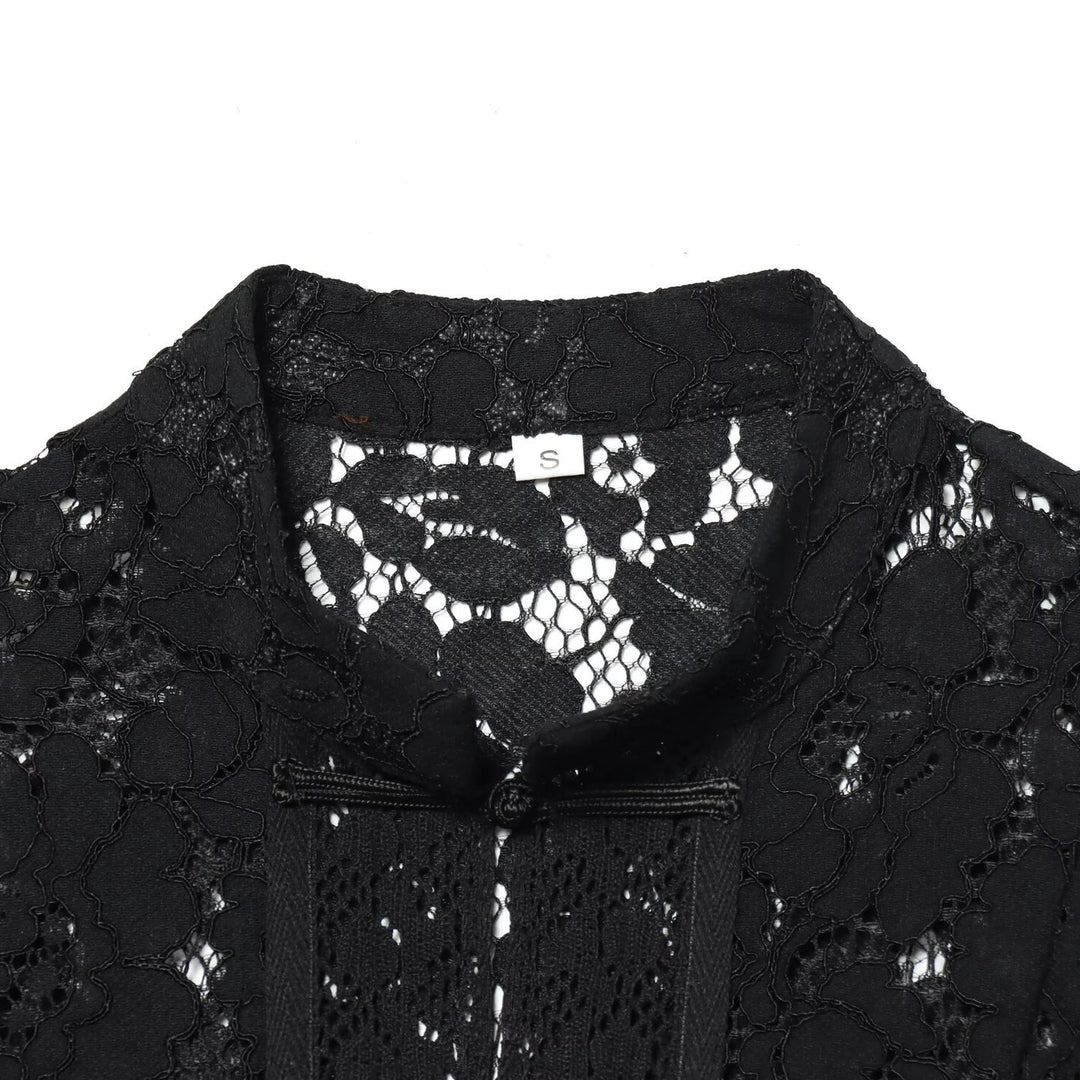 Damen Spitzenjacke mit Mandarinkragen und dekorativen Froschverschlüssen Shop Nory