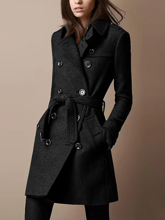 Damen Doppelreihiger Wollmix-Trenchcoat mit Taillengürtel Shop Nory