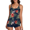 Damen Sportliches Tankini-Set mit floralem Design und Shorts Shopnory