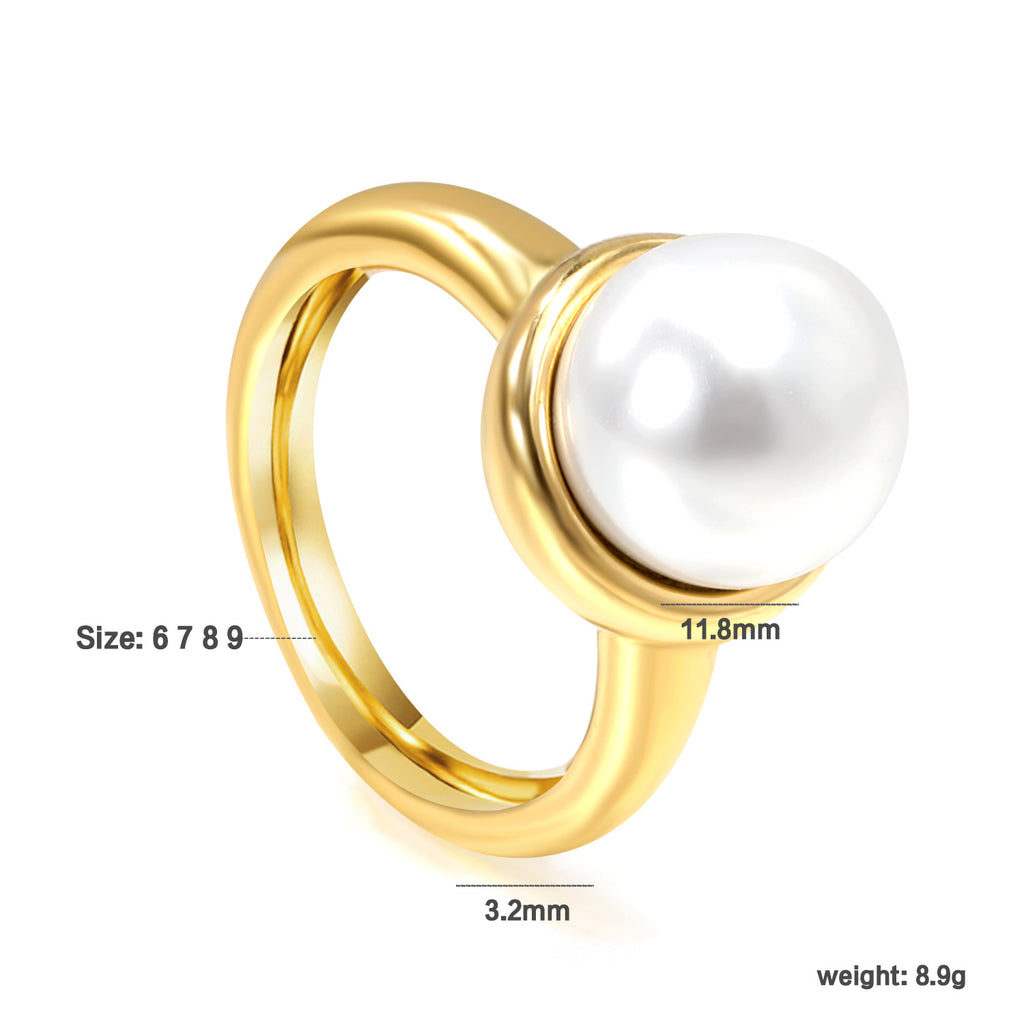 Damen verstellbarer Goldplattierter Edelstahlring mit Perlenbesatz Shop Nory