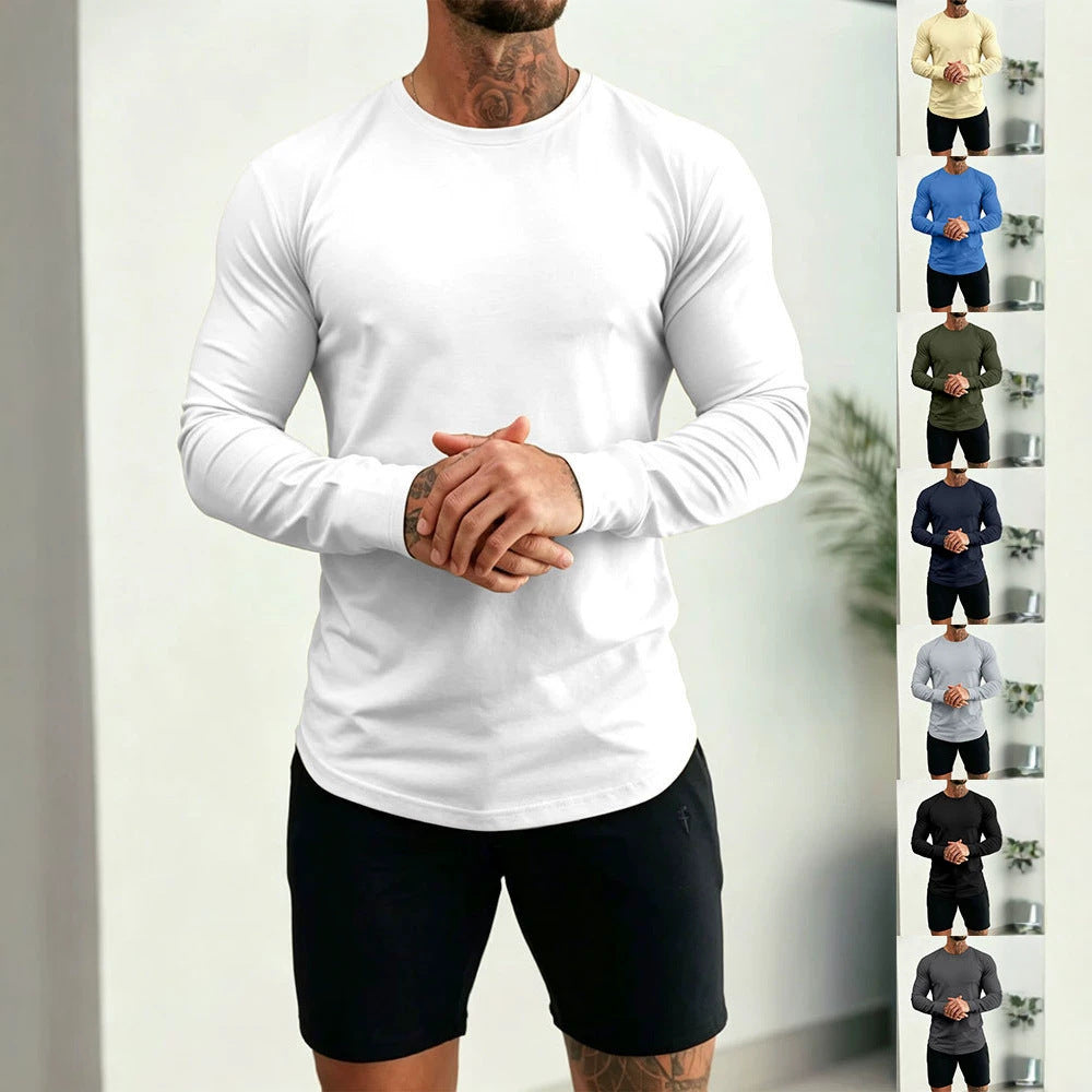 Herren Enganliegendes Langarm-Shirt aus Baumwollstretch mit Rundhals Shop Nory