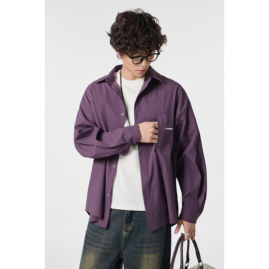 Unisex Oversize Hemdjacke mit strukturierter Rippenoptik und aufgesetzter Brusttasche Shop Nory