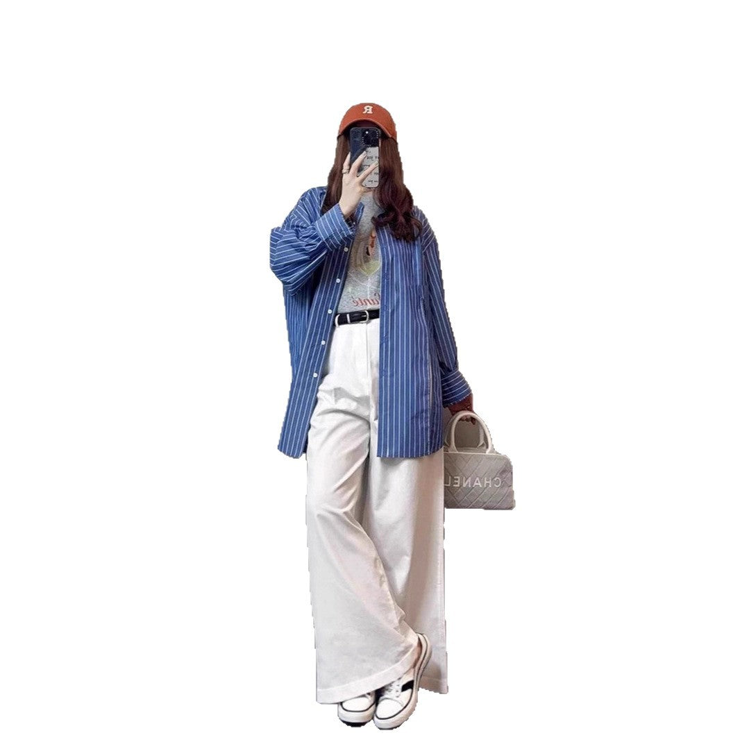Damen Oversize-Streifenhemd mit verlängertem Saum und kastiger Passform Shop Nory