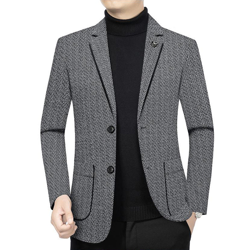 Herren Taillierter Strickblazer im Bouclé-Look mit aufgesetzten Taschen Shop Nory