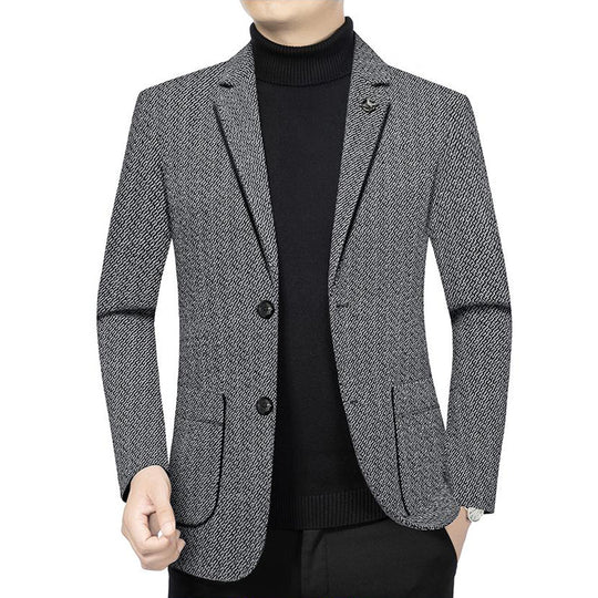 Herren Taillierter Strickblazer im Bouclé-Look mit aufgesetzten Taschen Shop Nory